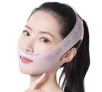 Bsbkoj Bande de lifting pour le visage - Bandage élastique respirant - Mentonnière contre le double menton - Pour homme et femme - À la maison, à l'hôtel, en voyage, matin et soir pour