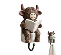 Bsbkoj Bathroom Towel Hooks - Funny Resin Cow Figurine Wall Hanger Set, Decorative Wall Mounted Hook Rack, for Home Shower Kitchen Bedroom Dorm Farmhouse Clothes Robe Loofah Key Use