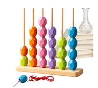 Bsbkoj Bead Match, Counting Logic Learning Game 25 Piece Set Preschool Use Wooden Material Color Sorting Stack Toy Kit Cognitive Development System, for Kids Home Classroom Travel Use