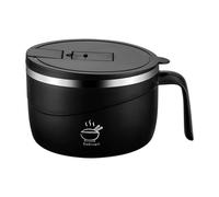 Bsbkoj Bols à pâtes instantanés - Avec trou d'égouttement et une grande assiette résistante à la chaleur - Avec couvercle et poignée - Bol à flocons d'avoine - Pour cuisine, petit-déjeuner, soupe