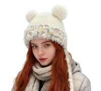 Bsbkoj Bonnet Ours - Couvre-Chef pour Temps Froid - Bonnet d'hiver en Peluche Douce - pour Sports d'hiver Randonnée Patinage et Voyages pour Femmes et Filles