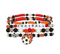 Bsbkoj Bracelets de football unisexes en perles pour le jour du jeu, accessoires de bijoux pour papas, mamans, entraîneurs, fans - Bracelet réglable pour matchs, esprit d'équipe, activités de