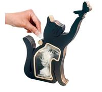 Bsbkoj Cat Hair Keepsake, Wooden Cat Shaped Ashes Storage Box, Decorative Holder, Teeth Nails Bone for Puppy Kitten Animal Lovers Birthday Friends Living Room Desk, 7.09x5.91x0.79 inches