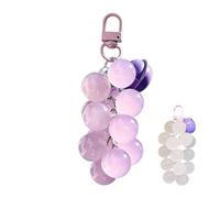 Bsbkoj Color Change Grape Keychain, UV Reactive Fruit Bead Pendant Charm, Cute Purse Decoration with Sun Sensitive Design, Beaded Keyring System, Stylish Bag Accessory Style, Daily Carry Use