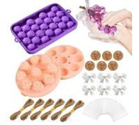 Bsbkoj DIY Soap Making Kit With Grape And Flower Silicone Molds Ropes Bows Labels Craft Set For Handmade Soap Candle Projects For Adults Kids Family Home Birthday Gift Creative Craft Hobby Use