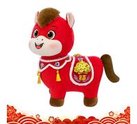 Bsbkoj Festive Mascot Plush, Traditional Horse Ornament Doll, 28x22 cm Decor Toy with Soft Build, Premium Fabric Animal Figure, Home Accent with Cultural Style, Plush Display for Living Room Bed