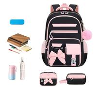 Bsbkoj Grand sac à dos d'école pour fille avec boîte à déjeuner et trousse à crayons, c, Siehe Beschreibung, Voir description
