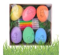 Bsbkoj Holiday Kit, 6 Piece Painting Set, Decorative Eggs with Hanging Feature, Material Coloring Form, Arts Drawing Accessory with Realistic Detail, Easter Activity for Kids and School