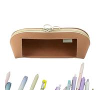Bsbkoj Large Pencil Case, Transparent Waterproof Leather Stationery Bag, 9.25x3.15x3.35 inches, Portable Pen Storage Pouch for School Office Travel, Durable Organizer Students Girls Boys