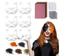 Bsbkoj Masques faciaux de chat pour projets d'artisanat, masque d'Halloween avec filet autour des yeux, kit de bricolage pour filles, adultes, famille, théâtre, Noël, séance photo, cosplay
