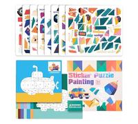 Bsbkoj Peinture Autocollante Enfant | Puzzle 3D Stickers Jeu Éducatif Motricité Fine,Jeux Cérébraux Éducatifs Véhicules Animaux Motricité Fine Cadeau Anniversaire Filles Garçons