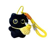 Bsbkoj Portable Cat Plush, Keychain Cute Black 10cm, with Cat Keyring Soft Toy, Lightweight Quality Design Unit, Easy Carry Gear, Fun Decorative Accessory, for Bags Car and Home and Indoor Uses