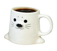 Bsbkoj Portable Ceramic Coffee Mug, Animal Tea Cup Seal, with Comfort Grip System, Lightweight Quality Design Unit, Easy Hold Gear, Decorative Mug Cup, for Home Office and Gift Use Indoor Uses