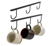 Bsbkoj Stainless Mug Hooks, 2-Piece Under Cabinet Rack, 25.4 cm Mount with Screws, Durable Steel Organizer, Hanging Rack with Modern Style, Mug Holder for Kitchen & Garage Bathroom Entrance