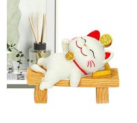 Bsbkoj Statue de chat adorable en résine - Décoration de table - 17,8 x 15,2 x 10,2 cm - Statue créative de chat couché pour bureau, salon, maison - Décoration de bon