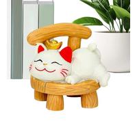 Bsbkoj Statue de chat porte-bonheur adorable en résine - Décoration de table - 17,8 x 15,2 x 10,2 cm - Statue créative de chat porte-bonheur couché pour bureau, salon, maison - Décoration de bon