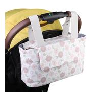 Bsbkoj Stroller Storage Bag, Portable Caddy Organizer, Baby Car Accessories with Multiple Pockets for Diapers, Bottles and Basics, 12.6x7.48x5.12 inches, White