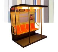 Bsbkoj Subway Train Light & Retro LED Car Model Nightlight, Vintage Train Table Lamp with 3 Replaceable Posters, Bedside Ambient Light for Men and Kids, Professional Style Decor for Dorms, Apartments