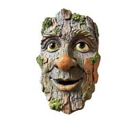 Bsbkoj Tree Faces Decor Outdoor, Old Man Face Statue, 5.9x5.9x5.9 inch Hugger with Bark Texture, Weatherproof Polyresin Yard Art, Realistic Bark Finish with Whimsical Style, Trunk Ornament for Garden