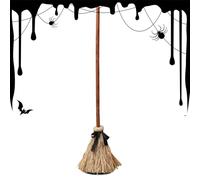 Bsbkoj Witch Broom, 43.5-inch Floating Dancing Broomstick with Spooky Sound Effects, Motion-Activated Halloween Decoration for Outdoor Yard Porch Garden Or Party Entrance Haunted House Scene Decor