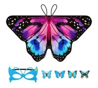 BSBUY Ailes Papillon Deguisement Enfants, 3/6/9PCS Cape Ailes de Papillon | Kit de Déguisement de Fée Papillon avec Châle à Ailes, Pince à Cheveux, Masque pour Les Yeux, Halloween Noël Carnaval Cosplay