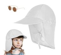 BSBUY Chapeau de Soleil pour Enfants et Bébé, 2Pcs Casquette Protège Nuque Enfant avec Jugulaire, Chapeaux de Cou Protection Anti UV pour Fille Garçon, Bonnet de Plage d'été Respirant pour Enfants
