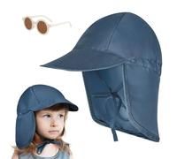 BSBUY Chapeau de Soleil pour Enfants et Bébé, 2Pcs Casquette Protège Nuque Enfant avec Jugulaire, Chapeaux de Cou Protection Anti UV pour Fille Garçon, Bonnet de Plage d'été Respirant pour Enfants