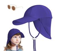 BSBUY Chapeau de Soleil pour Enfants et Bébé, 2Pcs Casquette Protège Nuque Enfant avec Jugulaire, Chapeaux de Cou Protection Anti UV pour Fille Garçon, Bonnet de Plage d'été Respirant pour Enfants