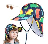 BSBUY Chapeau de Soleil pour Enfants et Bébé, 2Pcs Casquette Protège Nuque Enfant avec Jugulaire, Chapeaux de Cou Protection Anti UV pour Fille Garçon, Bonnet de Plage d'été Respirant pour Enfants