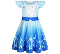 BSBUY Chemise de Nuit Fille, Mignon Robe de Nuit Princesse Elsa, Chemise de Nuit en Soie de Lait pour Fille, Pyjama Robe Colorée à Manches d'avion pour Les Filles 3-7 Ans(110-140)