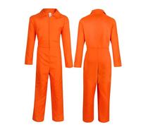 BSBUY Costume de Prisonnier Adulte, 7Pcs Kit de Jumpsuit Prisoner Orange avec Plaques Numérotées/Plaques Nominatives/Menottes/Chaînes/Autocollants Tête de Mort, Déguisement Halloween Carnaval Cosplay