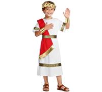 BSBUY Costume Empereur Romain pour Enfant Garçon, Deguisement Centurion Romain avec Coiffe et Ceinture, Deguisement Legionnaire Romain Déguisement de Dieu Grec Enfants, Costume Carnaval Enfant