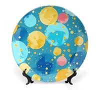 BSCKKDMN Assiette décorative en porcelaine anglaise à pois colorés avec support de présentation faite à la main Décoration murale pour maison, cuisine, chambre à coucher, 20,3 cm