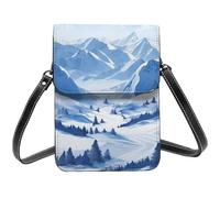 BSCKKDMN Beau paysage des montagnes enneigées petits sacs à bandoulière pour femmes sac à main téléphone portable sac portefeuille en cuir PU avec bandoulière