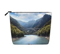 BSCKKDMN Beautiful Mountains Trousse de maquillage pour femme, étanche, en lin, légère avec fermeture éclair, trousse de toilette de voyage, organisateur de pinceaux de maquillage, sac de rangement