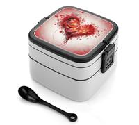BSCKKDMN Boîte à bento en forme de cœur abstrait pour adulte - Boîte à déjeuner empilable tout-en-un avec compartiments - Double couche - Boîte à déjeuner étanche pour le travail, les pique-niques