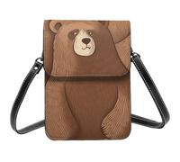 BSCKKDMN Brown Bear Petit sac à bandoulière pour femme en cuir PU avec bandoulière