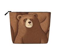 BSCKKDMN Brown Bear Trousse de maquillage pour femme, étanche, en lin, légère avec fermeture éclair, trousse de toilette de voyage, organisateur de pinceaux de maquillage, sac de rangement
