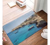BSCKKDMN Coastal of Malta Tapis de porte d'entrée d'intérieur et d'extérieur antidérapant absorbant lavable en flanelle Tapis de sol antidérapant pour cuisine, chambre à coucher, salle de bain, porche