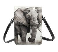 BSCKKDMN Elephant Sketch Petit sac à bandoulière pour femme Sac à main pour téléphone portable Sac portefeuille en cuir PU avec bandoulière
