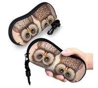 BSCKKDMN Étui à lunettes de soleil souple pour homme et femme, étui à lunettes en néoprène ultra léger avec chouettes mignonnes et pochette pour lunettes de lecture avec clip ceinture