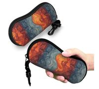 BSCKKDMN Étui à lunettes de soleil souple pour homme et femme, étui à lunettes en néoprène ultra léger, motif eau et feu, pochette portable souple pour lunettes de lecture avec clip ceinture