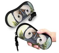BSCKKDMN Étui à lunettes de soleil souple pour homme et femme, étui à lunettes en néoprène ultra léger, motif pingouin portant des fleurs, pochette pour lunettes de lecture souple avec clip ceinture