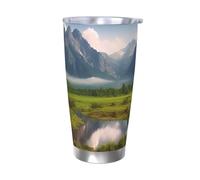 BSCKKDMN Gobelet isotherme avec couvercle et paille - 591 ml - Tasse à café de voyage en acier inoxydable à double paroi - Beau paysage - Bouteille d'eau étanche - Cadeau pour homme et femme