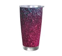 BSCKKDMN Gobelet isotherme avec couvercle et paille - 591 ml - Tasse à café de voyage en acier inoxydable à double paroi - Tasse à thé à paillettes scintillantes - Bouteille d'eau étanche - Cadeau