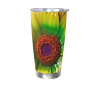 BSCKKDMN Gobelet isotherme avec couvercle et paille - 591 ml - Tasse à café de voyage en acier inoxydable à double paroi - Motif tournesol coloré 3D - Bouteille d'eau étanche - Cadeau pour homme et