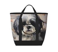 BSCKKDMN Grand sac à déjeuner isotherme pour homme et femme, étanche, étanche, réutilisable, sac fourre-tout pour voyage, plage, pique-nique, Shih Tzu, sac à main léger