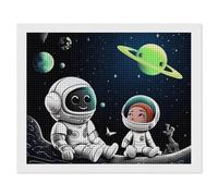 BSCKKDMN Kit de peinture diamant 5D avec astronaute et extraterrestre pour adultes débutants - Kit d'art carré complet pour adultes pour décoration murale de la maison