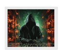 BSCKKDMN Kit de peinture diamant 5D Hacker Attack pour adultes débutants - Kit d'art diamant carré complet pour adultes pour décoration murale de la maison