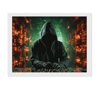 BSCKKDMN Kit de peinture diamant 5D Hacker Attack pour adultes débutants - Kit d'art diamant carré complet pour adultes pour décoration murale de la maison